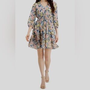 Just Taylor Floral Smocked Mini Dress